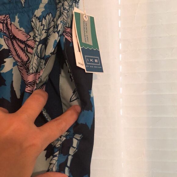 Ike Behar XL Navy Light Blue Pink Tidal Palm Tropical Swim Board Shorts - Picture 5 of 12